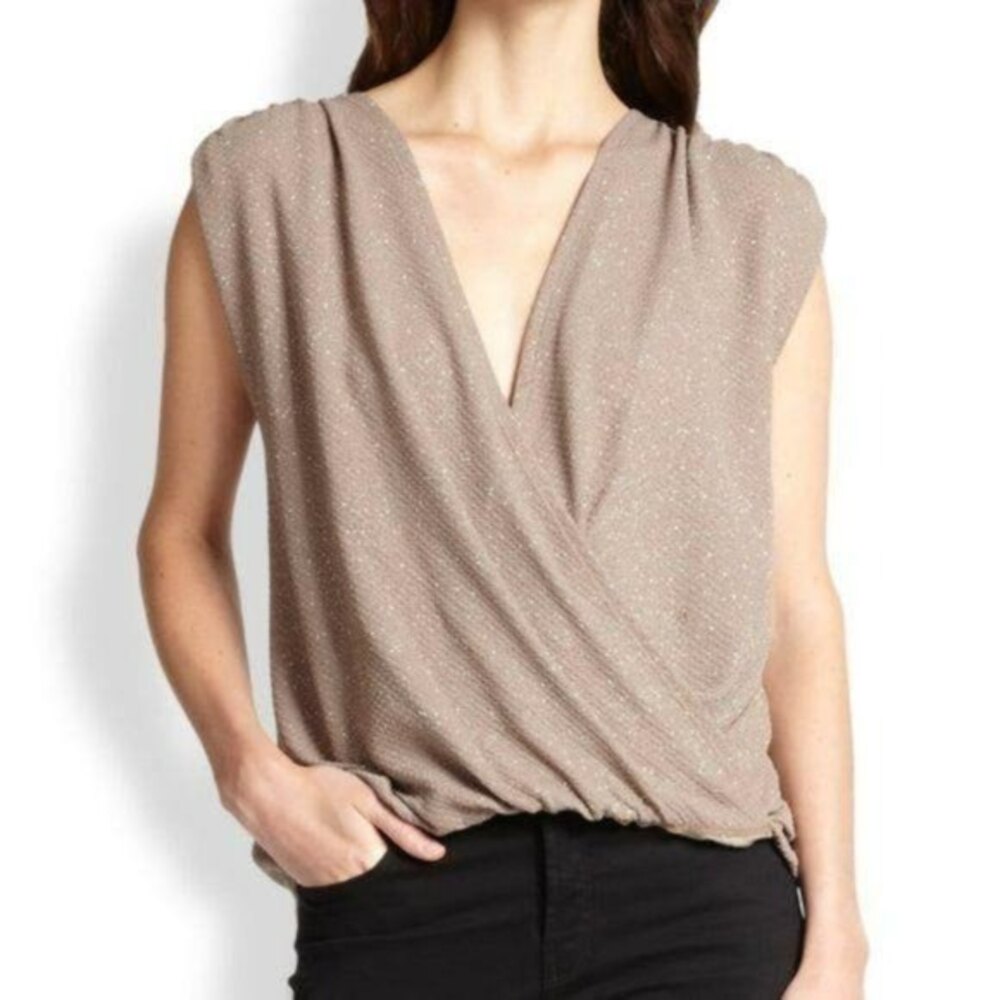 Alice + Olivia Lilah Metallic Surplice Tank Top XS